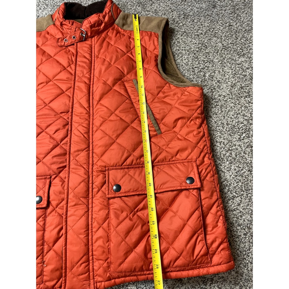 Tommy Hilfiger‎ Vest Women's L Orange Quilted Faux Fur Corduroy Full Zip Pockets - Picture 14 of 16
